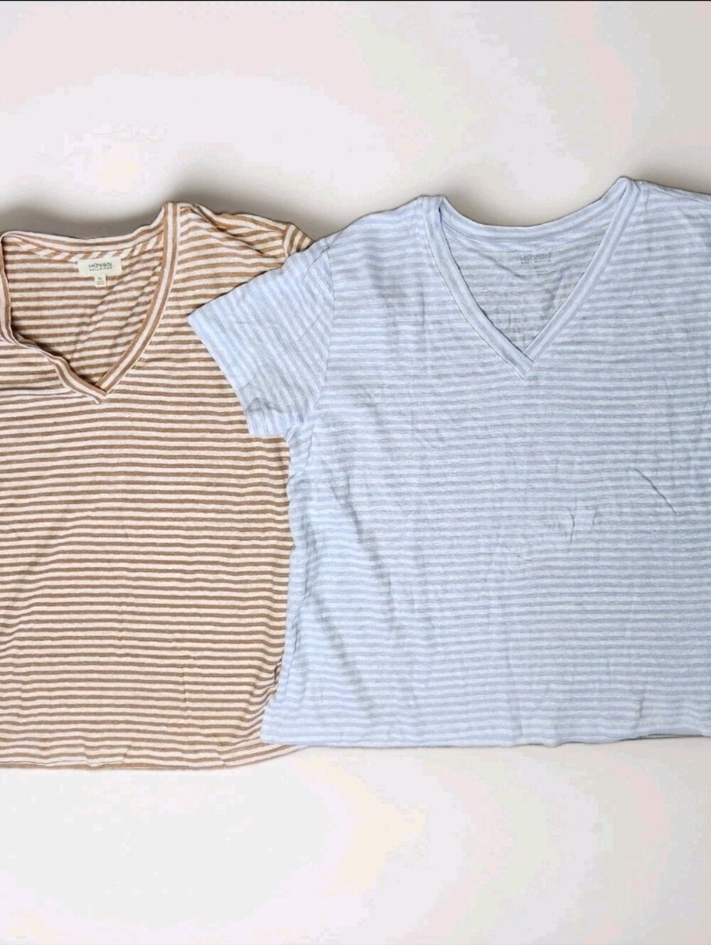 Haven Well Within Womens XL 100% Linen Striped Short Sleeve Lightweight Shirt